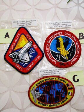 VINTAGE 1994 NASA Space Shuttle Mission Patch: STS Crew Badges